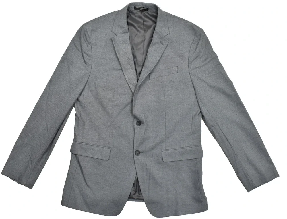 Banana Republic Men's 42L Long Blazer Suit Jacket Gray Two Button Professional
